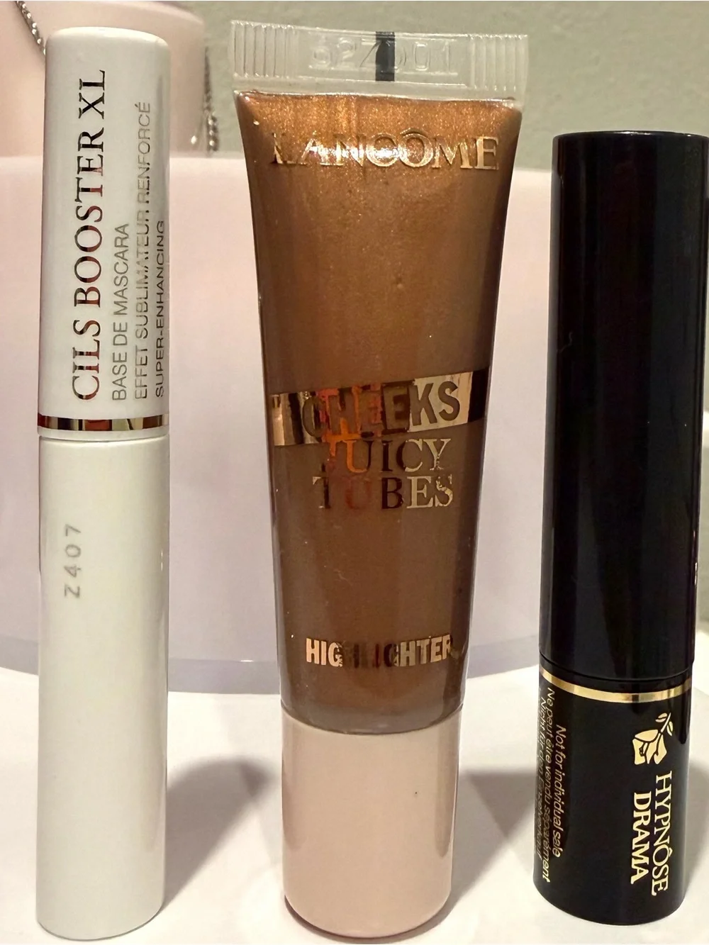 Lancome-Cheeks Juicy Tubes Highlighter - Shimmery Bronze + Travel Mascara/Primer